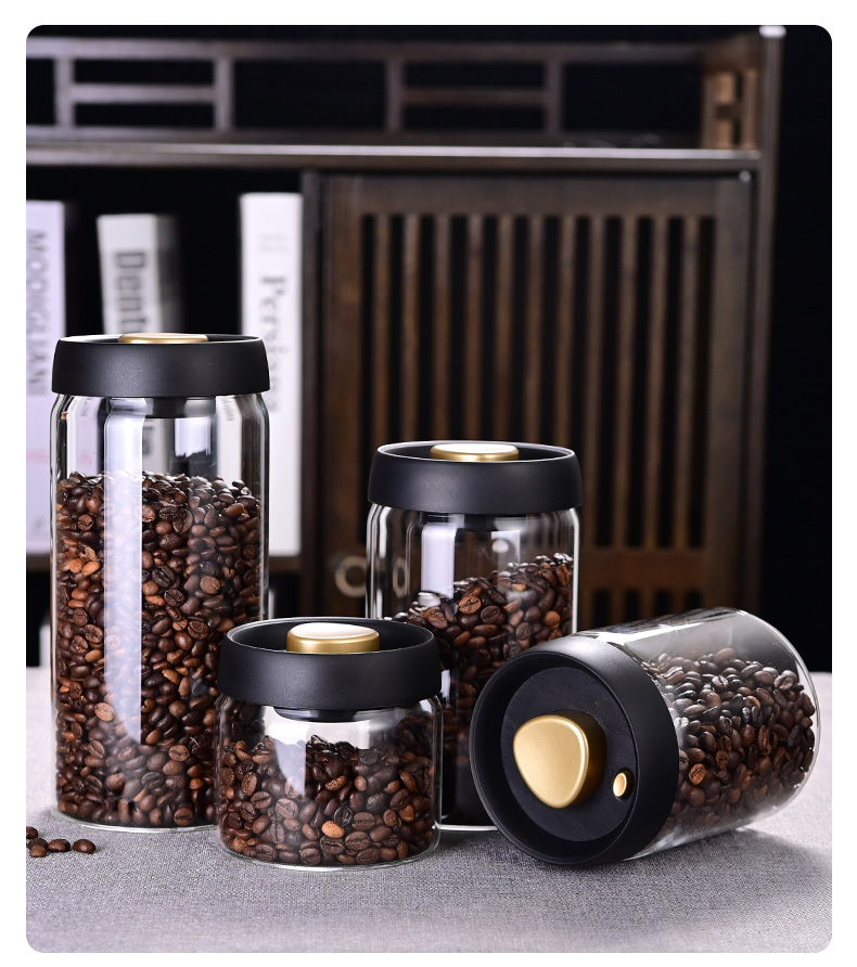 Food Storage Jar Glass - Kaffeebohnen-Aufbewahrungsglas, Vakuumversiegeltes Glas, Küchen-Lebensmittel-Aufbewahrungsglas, Frischhalteglas