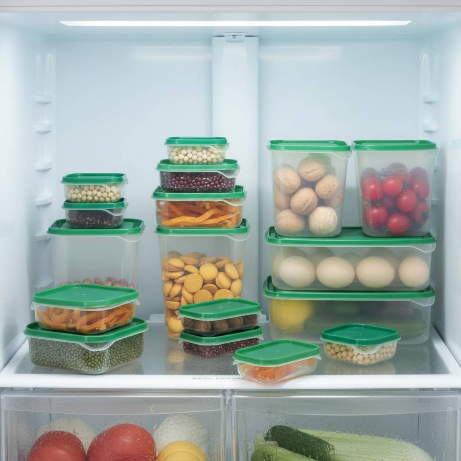 Food Storage Refrigerator - 17-teiliges Kühlschrank-Aufbewahrungsbox-Set Auslaufsichere Plastik-Lebensmittelbehälter mit Deckel