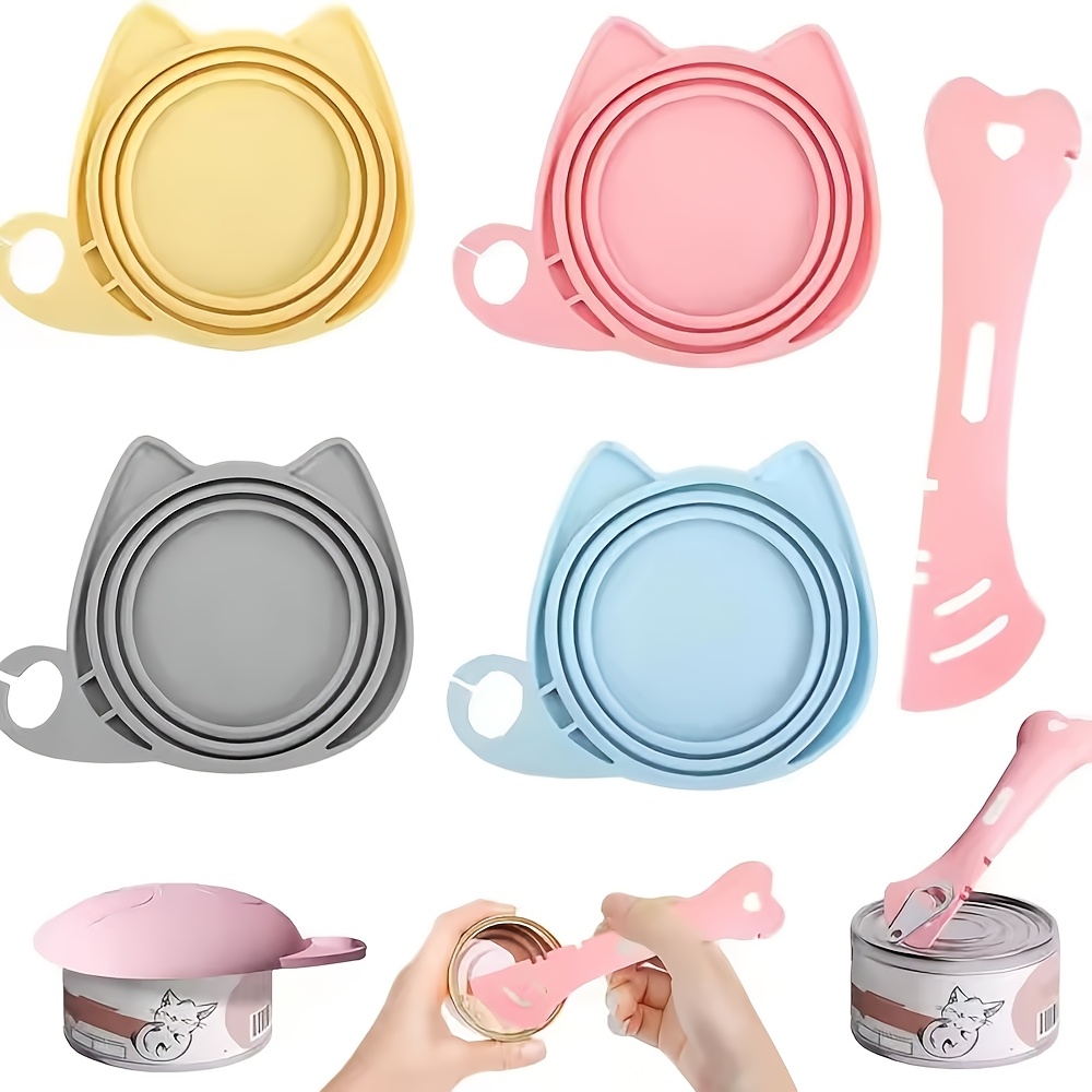 Food Storage With Scoop - Wiederverwendbares Hunde- und Katzenfutter-Dosendeckel- und Löffel-Set,