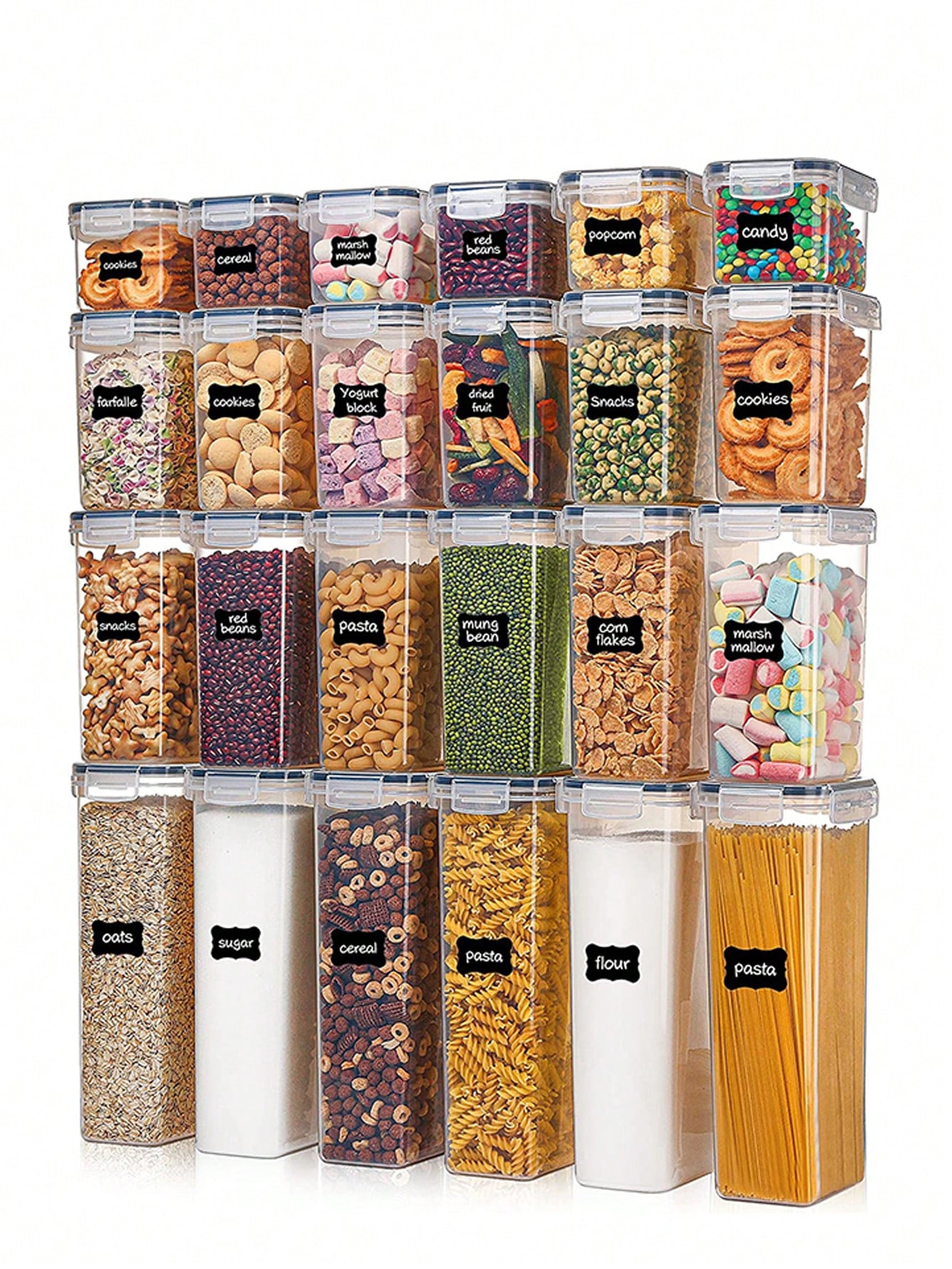 Lock And Lock Food Storage - 48 Stück luftdichte Lebensmittelbehälter, kostenlose Kunststoff-Spaghetti-Behälter