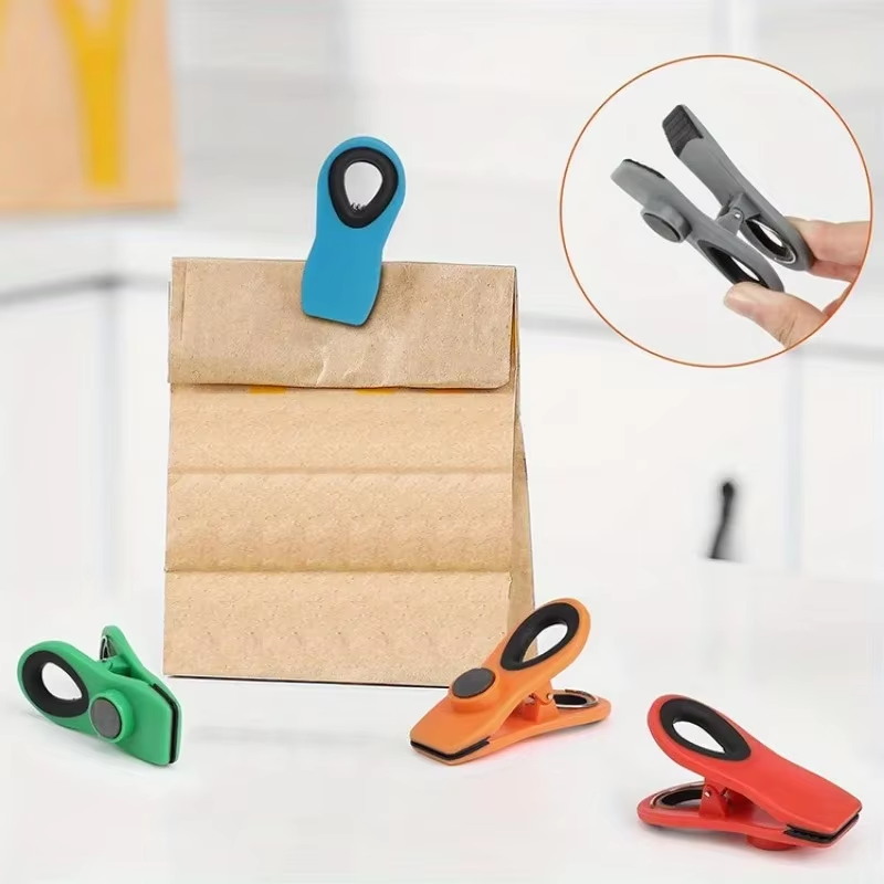 Food Storage Bags Reusable - 10 Stück wiederverwendbare Beutelverschlussklammern mit Magnet,
