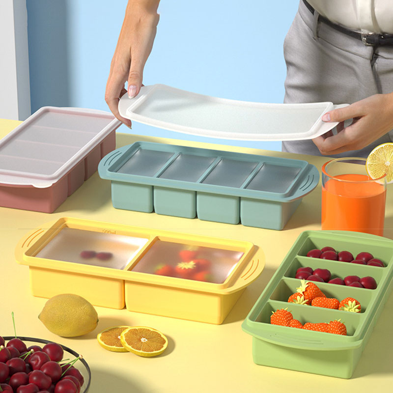 Xl Food Storage Containers With Lids - Silikon-Gefrierbehälter mit Deckel für Suppenwürfel, 2/4