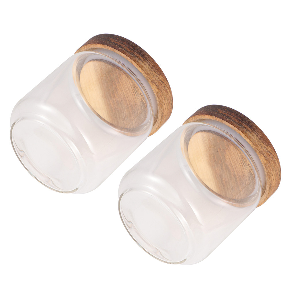 Food Storage Jars With Wooden Lids - 2 Stück Lebensmittel-Aufbewahrungsgläser aus hochwertigem Borosilikatglas