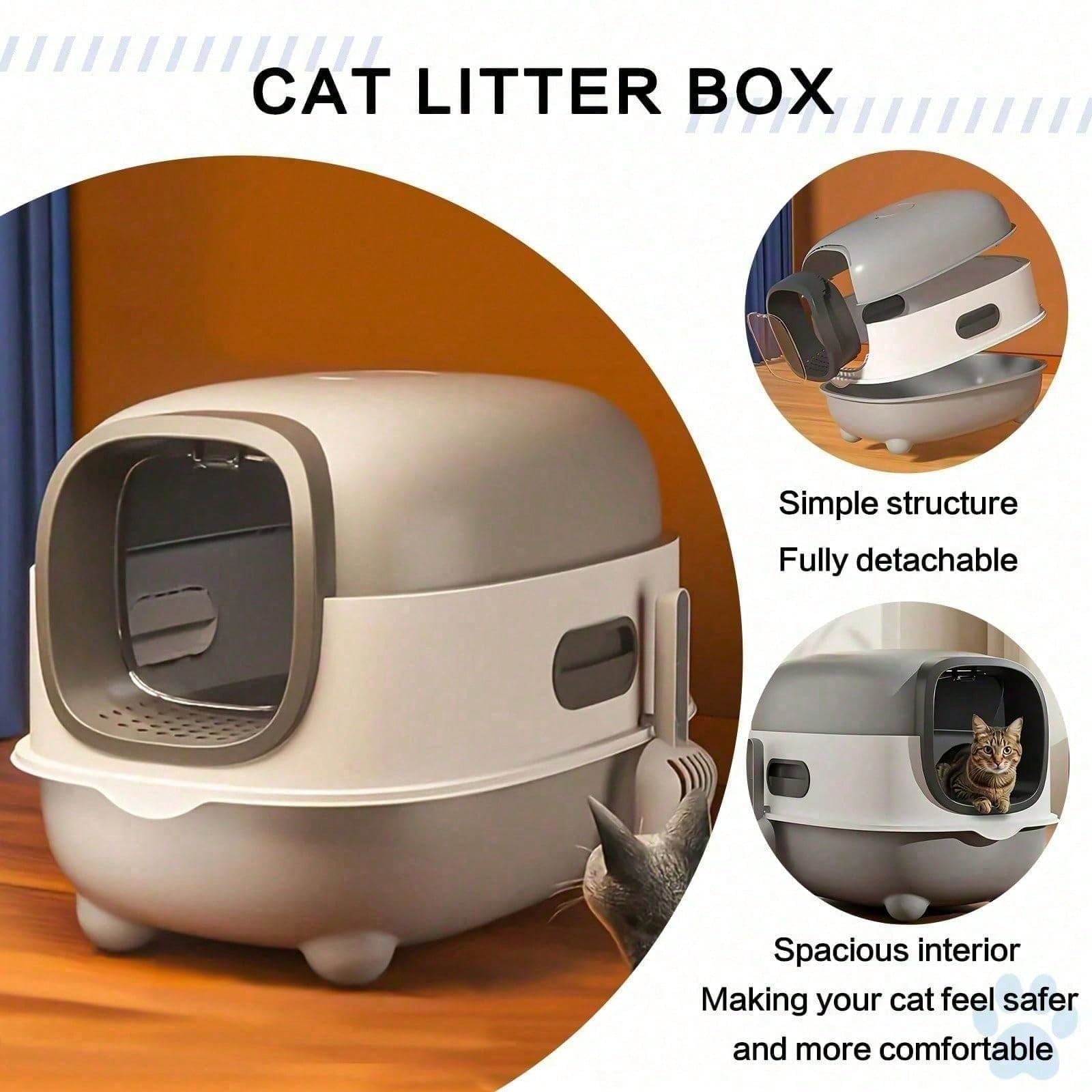 Food Storage With Scoop - Faltbare Katzentoilette für Zuhause, geschlossene Katzentoilette