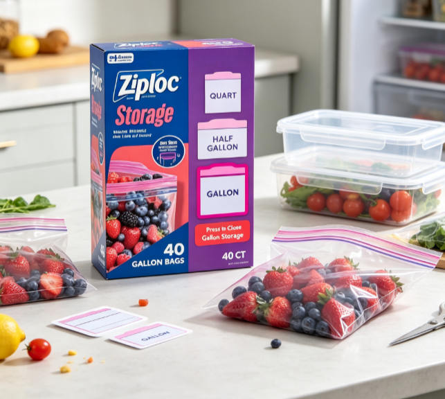 Food Storage Brands - Ziploc Marken-Lebensmittel-Aufbewahrungsbeutel, Schulbedarf, mit Grip 'n