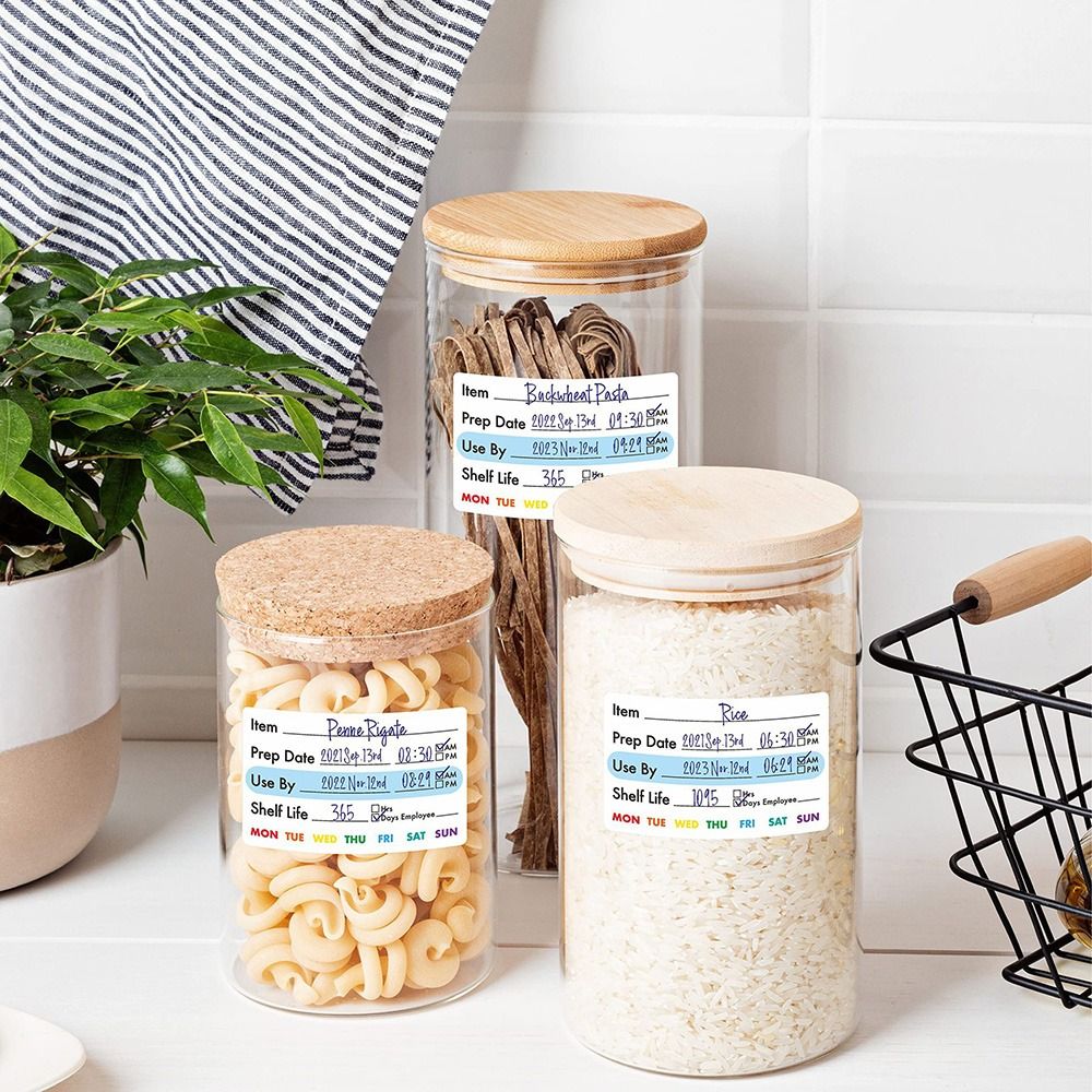 Food Storage And Safety - 250/300 Stück Lebensmittel-Haltbarkeitsdatum-Etiketten, multifunktionale, selbstklebende Aufkleber