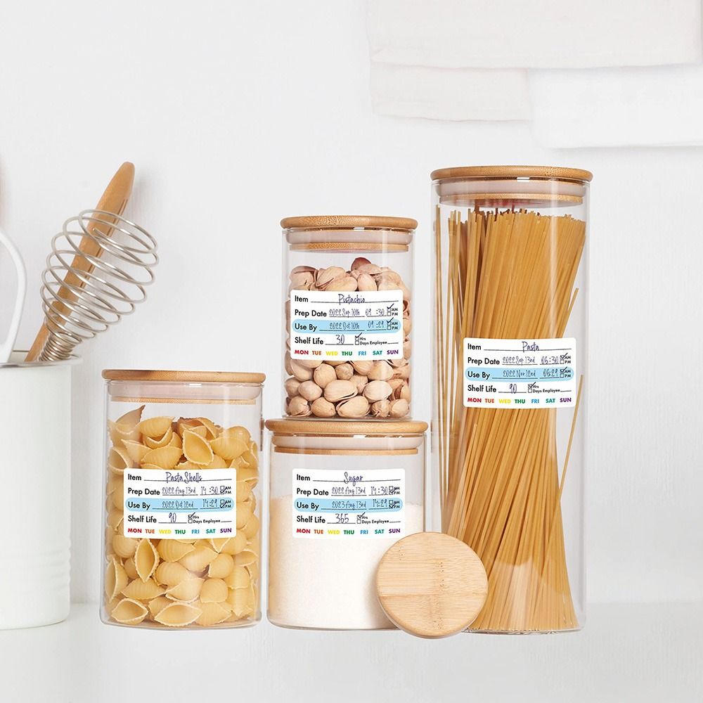 Food Storage And Safety - 250/300 Stück Lebensmittel-Haltbarkeitsdatum-Etiketten, multifunktional, wasserfest, abnehmbare