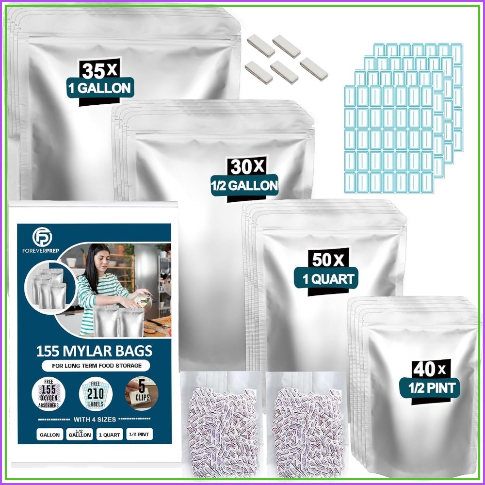Food Storage Mylar Bags - 155 Mylar-Beutel mit 155 Sauerstoffabsorbern -