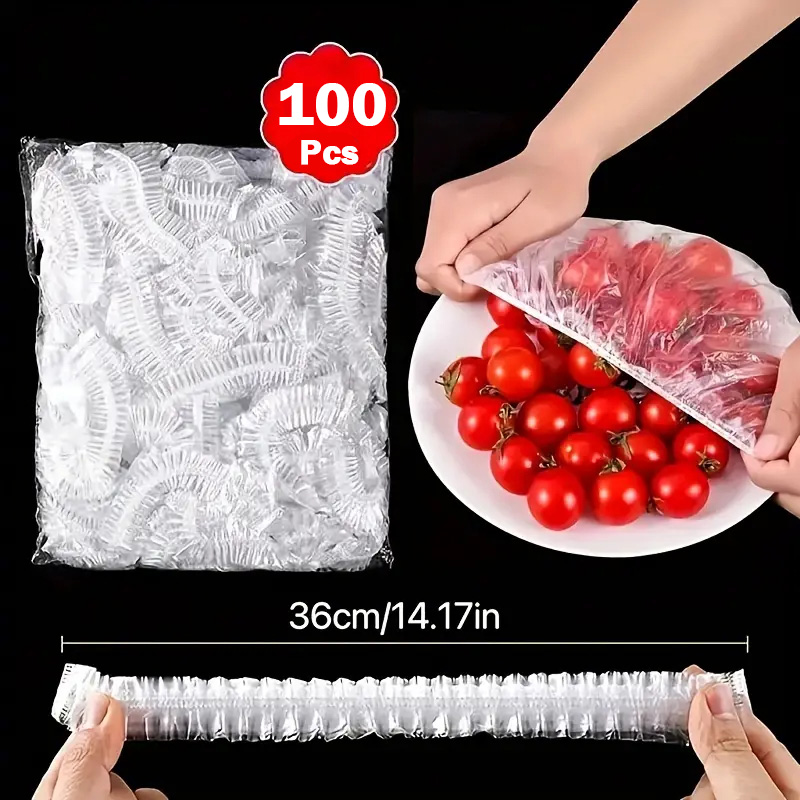 Food Storage And Safety - 100 Stück Lebensmittelechte Einweg-Frischhaltefolie Schüsselabdeckungen Frischhaltende