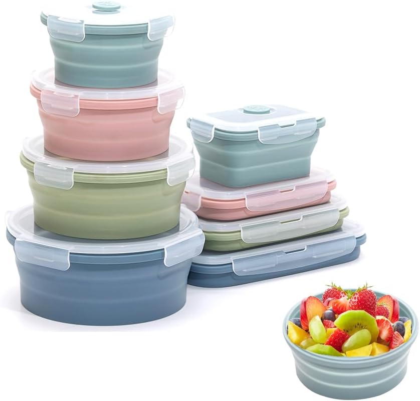 Food Storage Jar Set - Zusammen klappbarer Silikon-Vorrats behälter für Lebensmittel