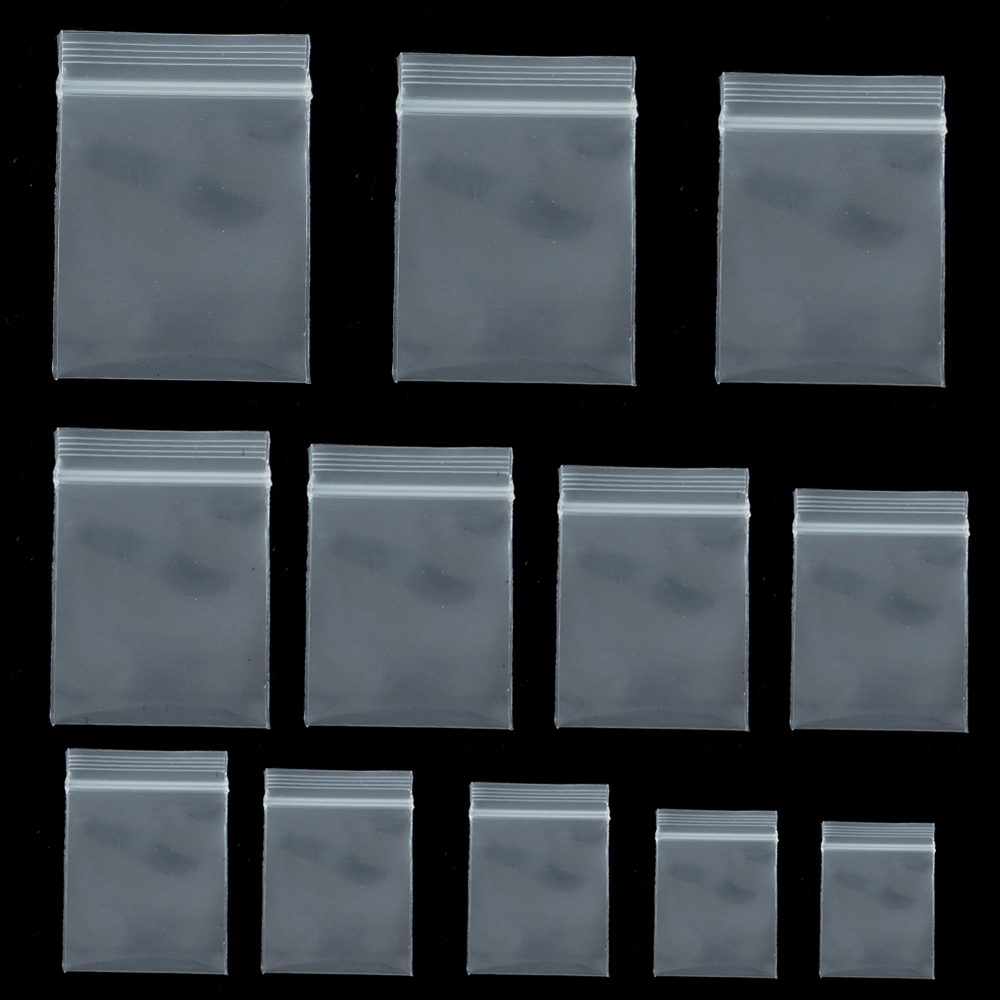 Lock And Lock Food Storage - 100 Stück transparente Mini-kleine Kunststoff-Reißverschluss-Beutelverschluss, wiederverschließbar,