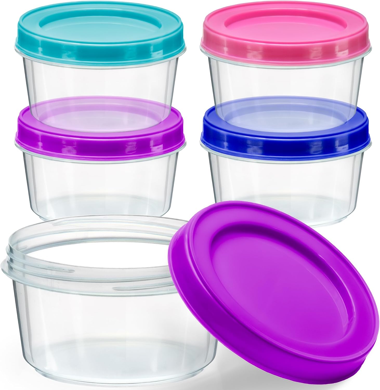 Food Storage Jars With Wooden Lids - 4er-Pack - 7 oz Kunststoff-Lebensmittelbehälter mit
