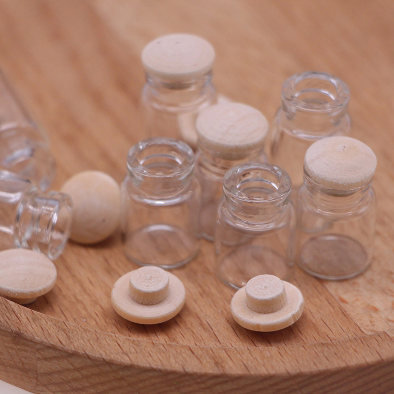 Food Storage Jars With Wooden Lids - 4 Stücke 1:12 Puppenhaus Miniatur Glasgefäße