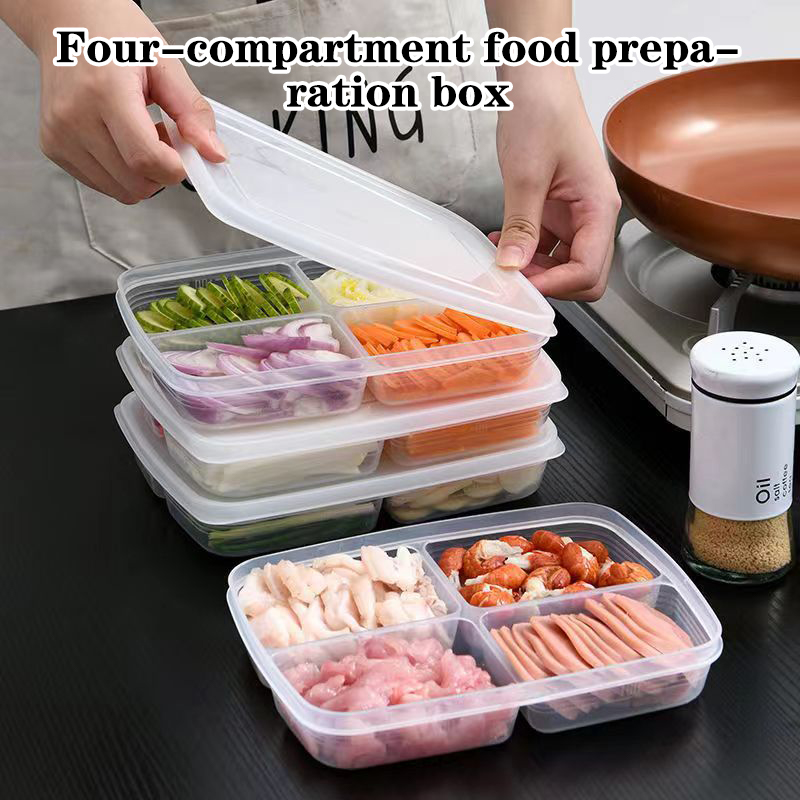 Food Storage Quart - Neu: Tragbare 4-Fächer-Aufbewahrungsbox aus Kunststoff für