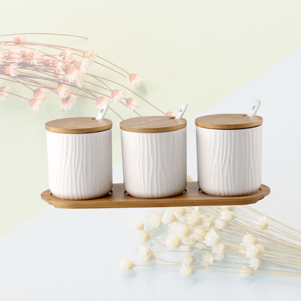 Food Storage Jar Set - 9,5x28,5cm Kreatives Nordisches Keramik-Gewürzgläser-Set, Gewürzaufbewahrungsbox aus