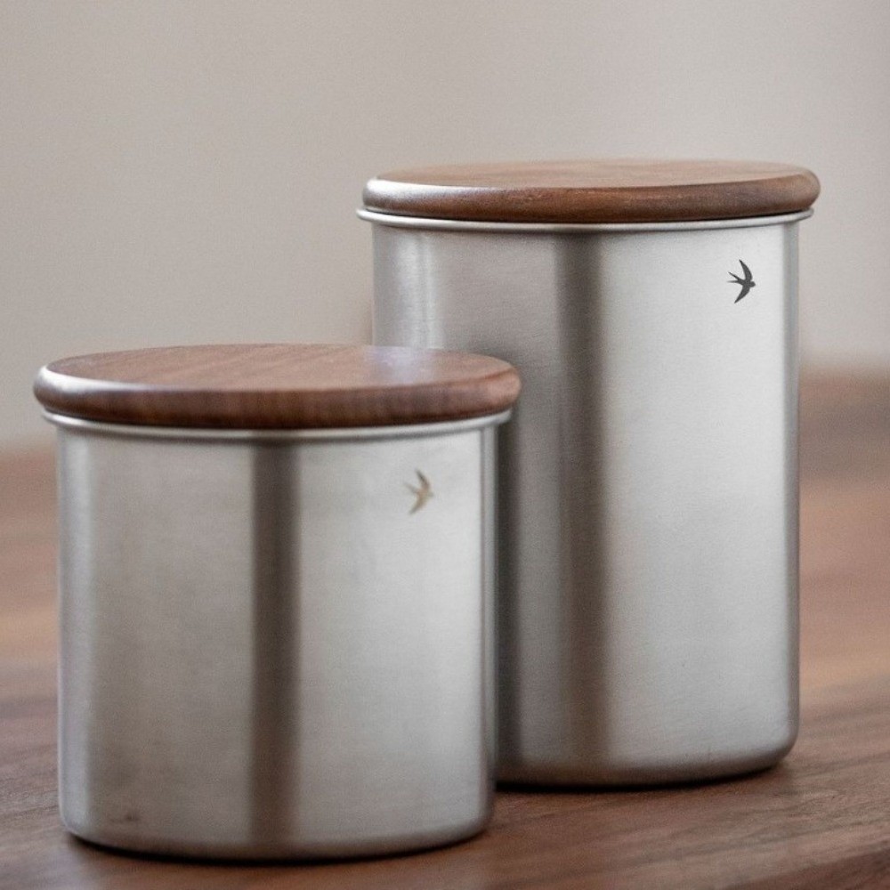 Food Storage Jars With Wooden Lids - Neuer Edelstahl-Matcha-Behälter 380ml 560ml mit Holzdeckel,