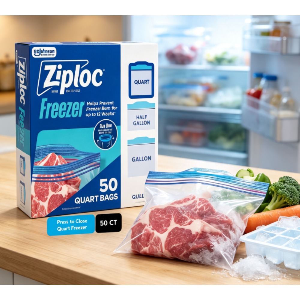 Food Storage Brands - Ziploc Marken-Gefrierbeutel für Lebensmittel, Schulbedarf, mit