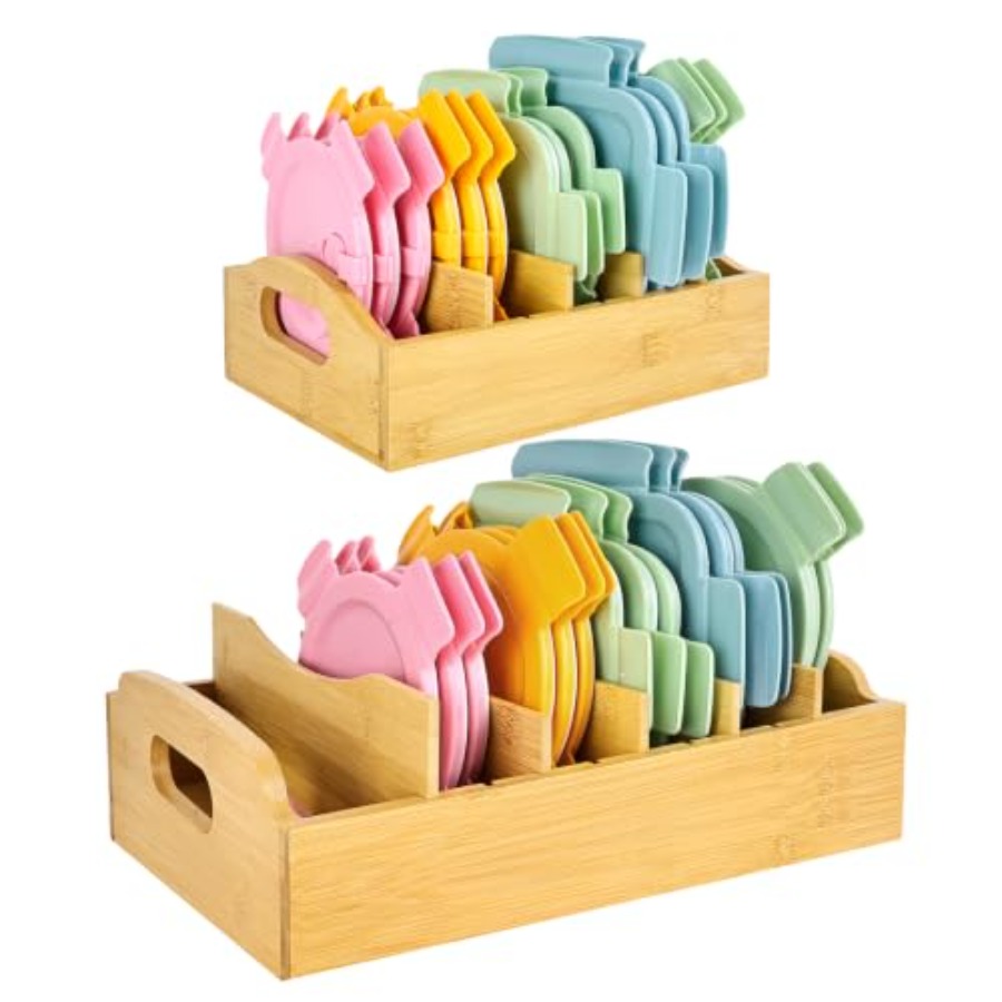 Food Storage In The Kitchen - 2er-Pack Bambus-Deckelhalter, 27 cm x 21