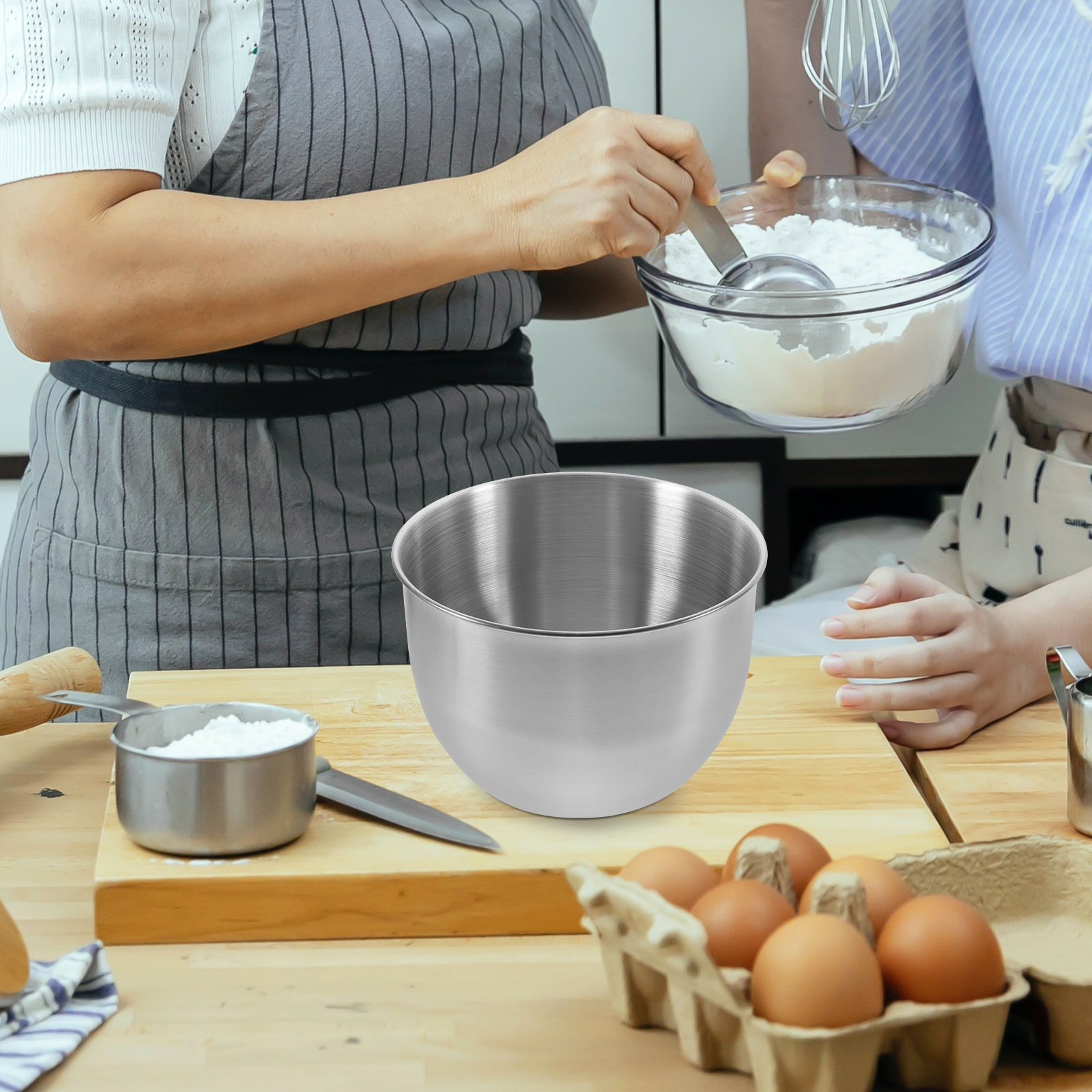 Food Storage Meal Prep - Tiefe Edelstahl-Rührschüssel, Dicke Metallschüssel für Backen,