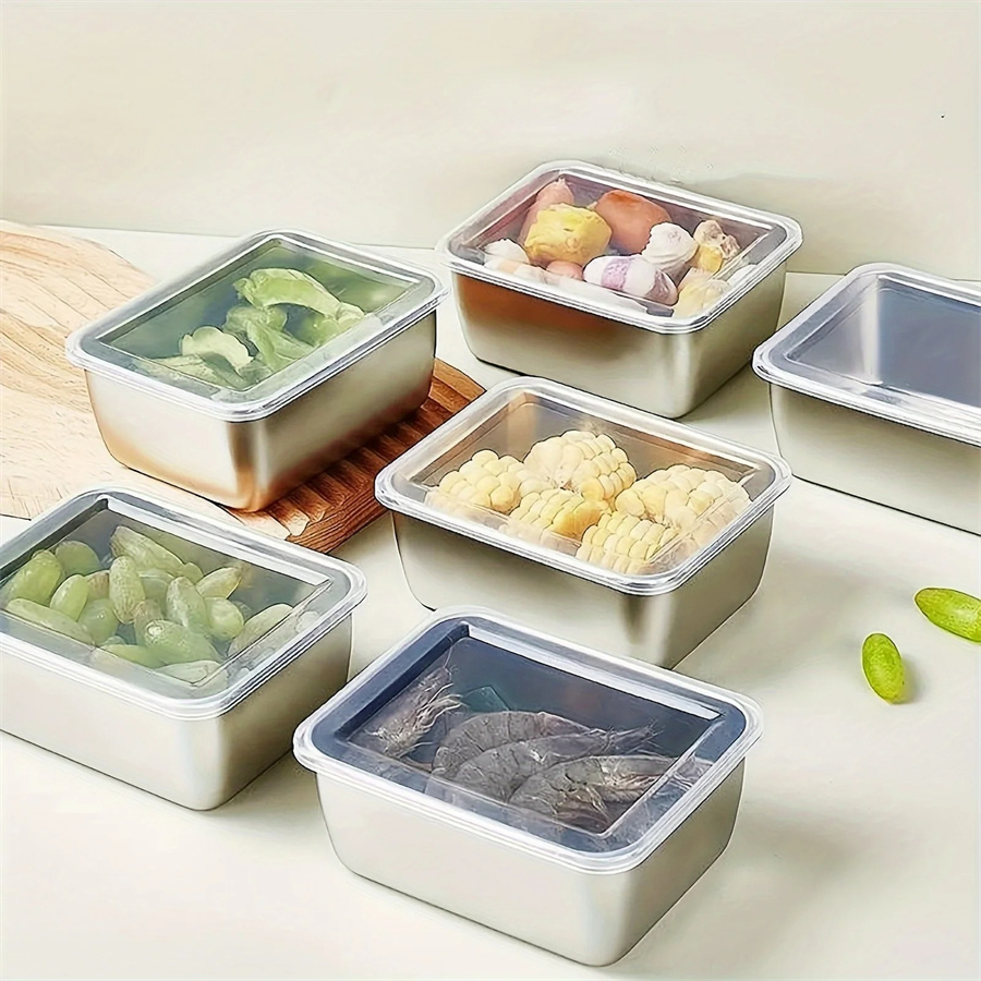 Food Storage Quart - 1/3/5 Stück Edelstahl-Aufbewahrungsbox für Lebensmittel, Frischhaltebox