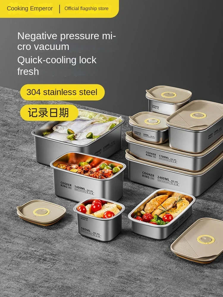 Food Storage Refrigerator - COOKER KING 304 Lebensmittelgeeignete Edelstahl-Frischhaltedose, versiegelte