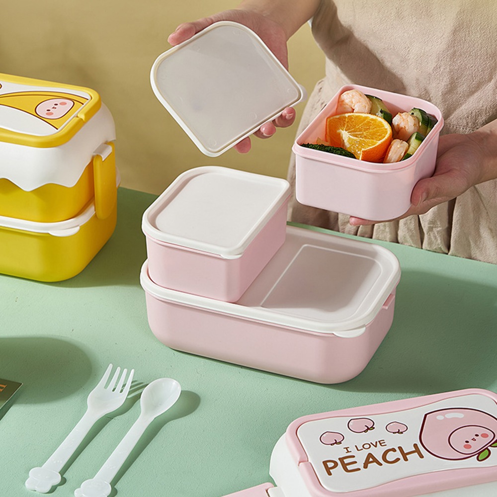 Food Storage Practices - Praktischer Lunch-Aufbewahrungsbehälter mit 3 Fächern, doppellagig,