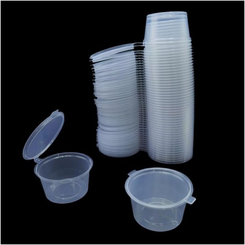 Food Storage Jar Set - Einweg-Klarsicht-Plastiksaucenbecher mit Deckeln 50/100 Stück Lebensmittelechte