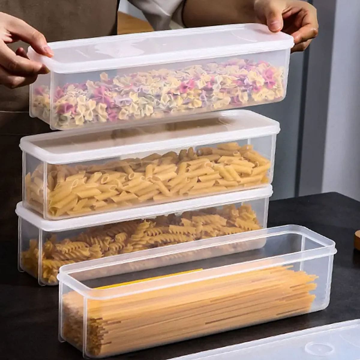 Food Storage Quart - 1 transparente Kunststoff-Aufbewahrungsbox, Kühlschrank-Frischhaltebox mit Deckel,