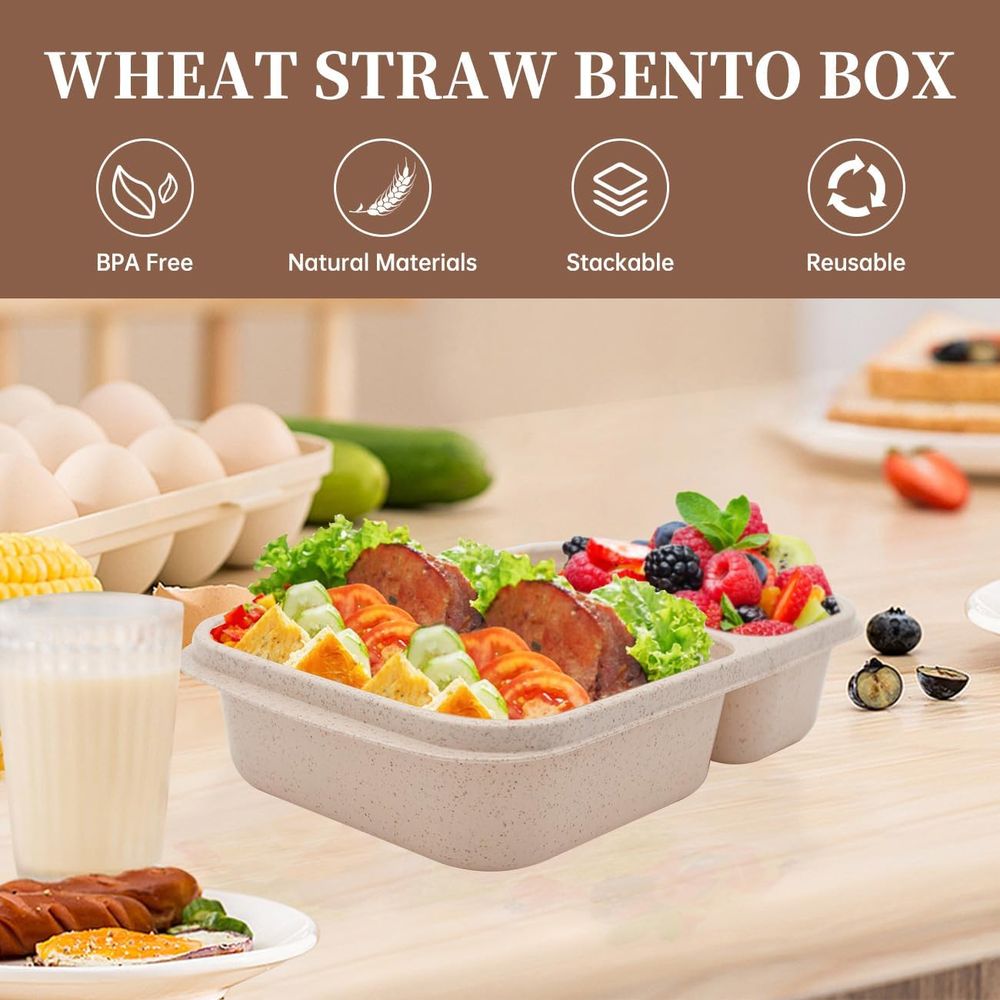 4er-Pack Bento-Lunchbox, 2-Fac – Food Storage Meal Prep Bewertung und Preis