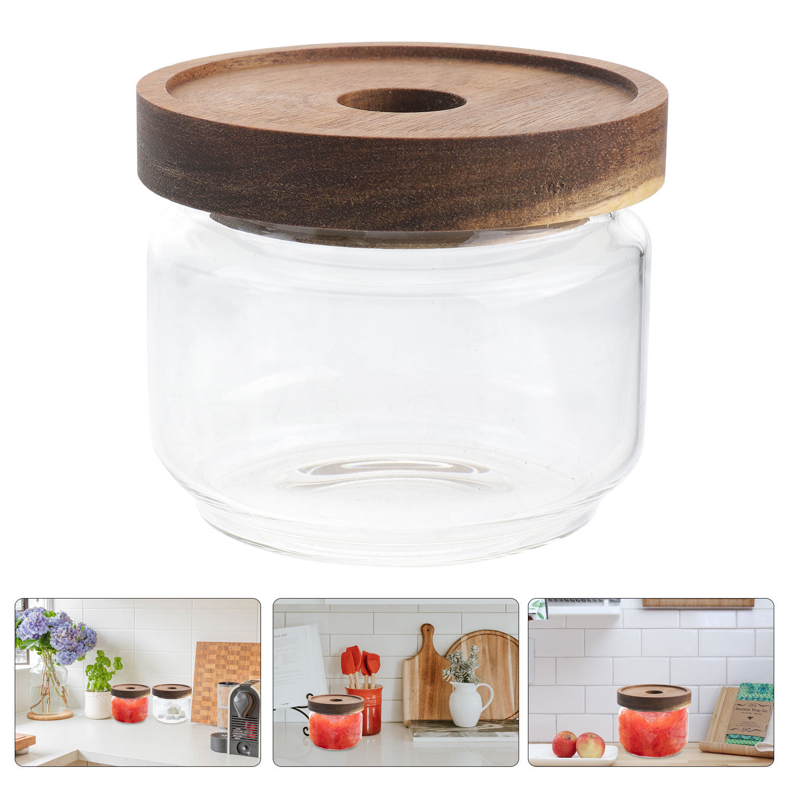 350ml Klarer Hitzebeständiger  – Food Storage Jars With Wooden Lids Bewertung und Preis