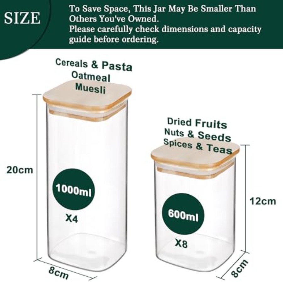 12er-Pack Quadratische Glas-Au – Food Storage Container Bewertung und Preis