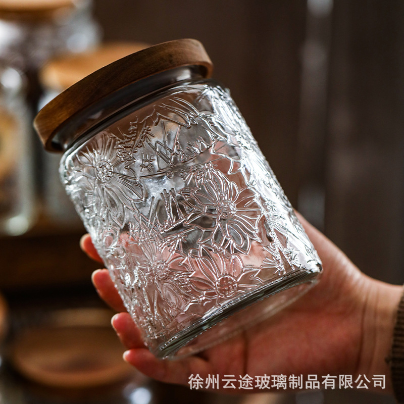 Vintage Relief-Gravur Glas-Vor – Food Storage Jars With Wooden Lids Bewertung und Preis