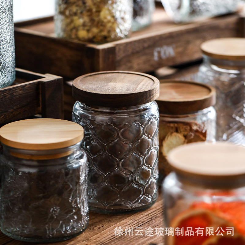 Vintage Relief-Gravur Glas-Vor – Food Storage Jars With Wooden Lids Bewertung und Preis