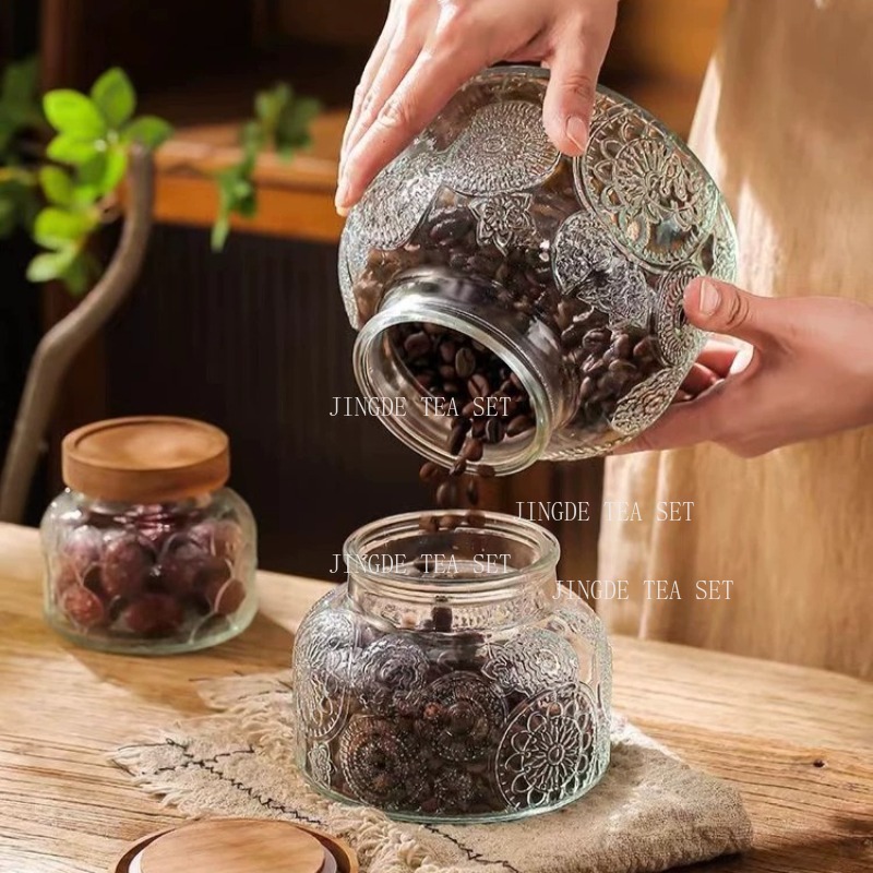 Geprägtes Glas-Vorratsgefäß mi – Food Storage Jars With Wooden Lids Bewertung und Preis