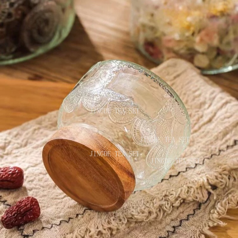 Geprägtes Glas-Vorratsgefäß mi – Food Storage Jars With Wooden Lids Bewertung und Preis